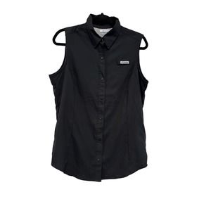 Columbia Size Large PFG Tamiami Vented Sleeveless Shirt Top Black Fishing